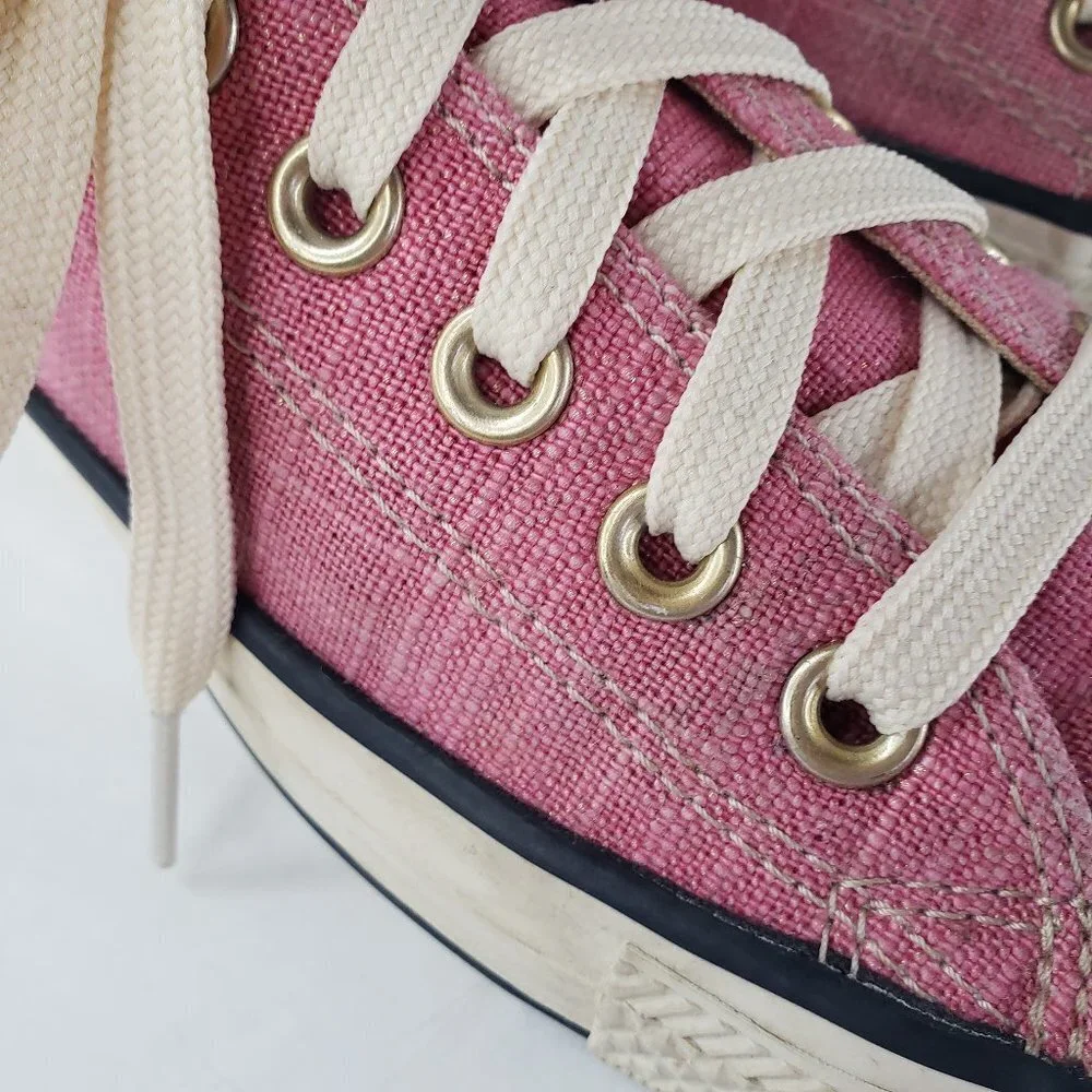 Converse All Star Canvas Low Top Sneakers 7 Pink Metallic Rose Gold Flecks Ivory - Picture 3 of 10